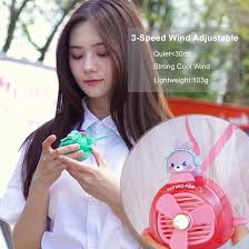 PACK OF 2 Portable Cartoon Shaped Handheld USB Rechargeable Small Fan 🥶